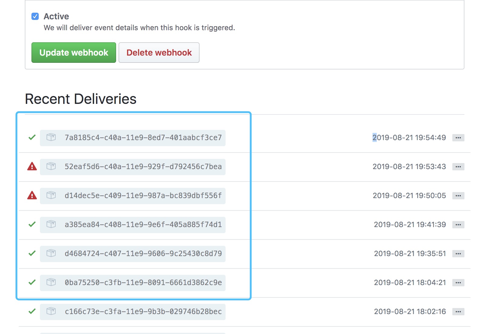 webhook deliveries